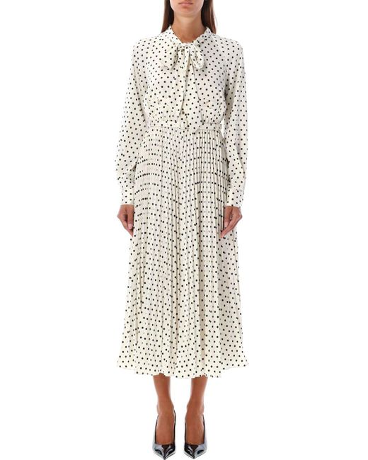 self portrait long sleeve polka dot dress Polka Dot Print Long Dress