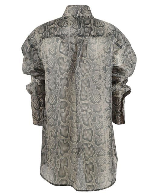 Sportmax Gray All-Over Patterned Long-Sleved Top