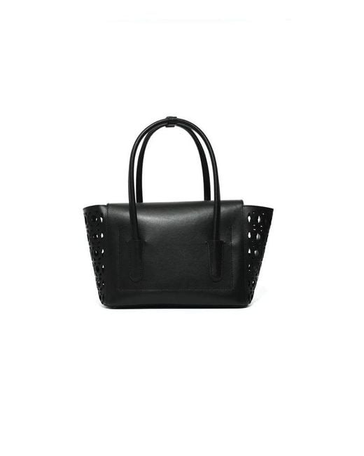 Coccinelle Black Handbag Calf Split Leather Bags Handbags