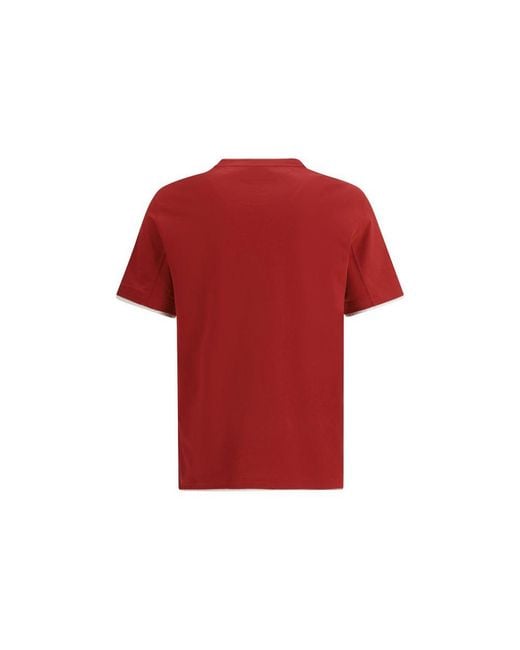 Brunello Cucinelli Red Multicolor Cotton T for men