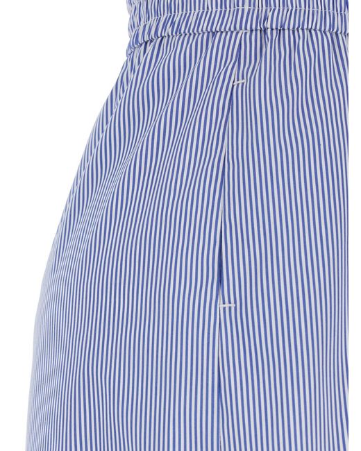 Le Plain Blue Shorts With Striped Motif And Elasticized Waist