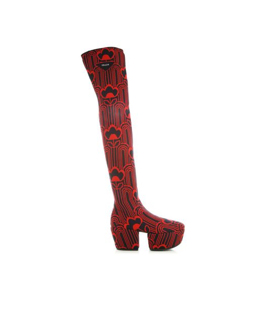 Prada Red Over-Knee Boots