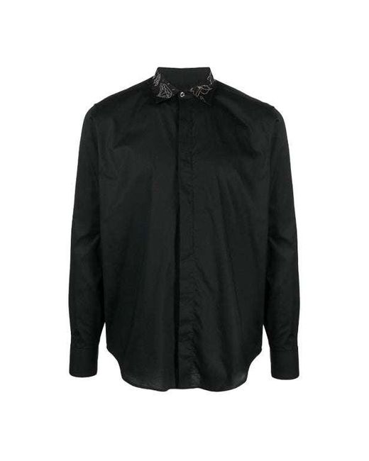 John Richmond Black Shirt With Sequined Collar for men