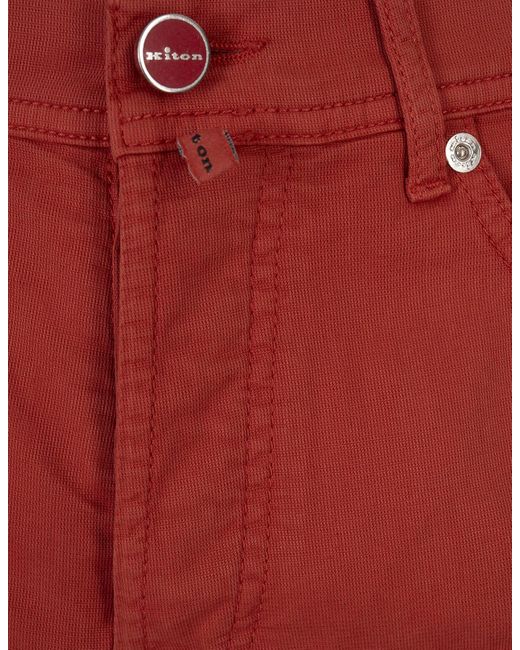 Kiton Red 5 Pocket Straight Leg Trousers for men