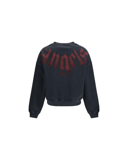 Palm Angels Blue Black Cotton Sweatshirt for men