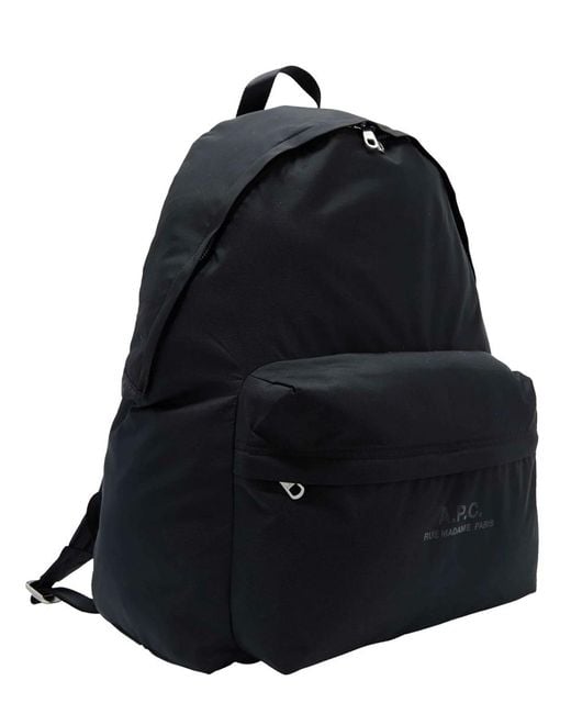 A.P.C. Black Logo Backpack Polyamide Backpacks for men