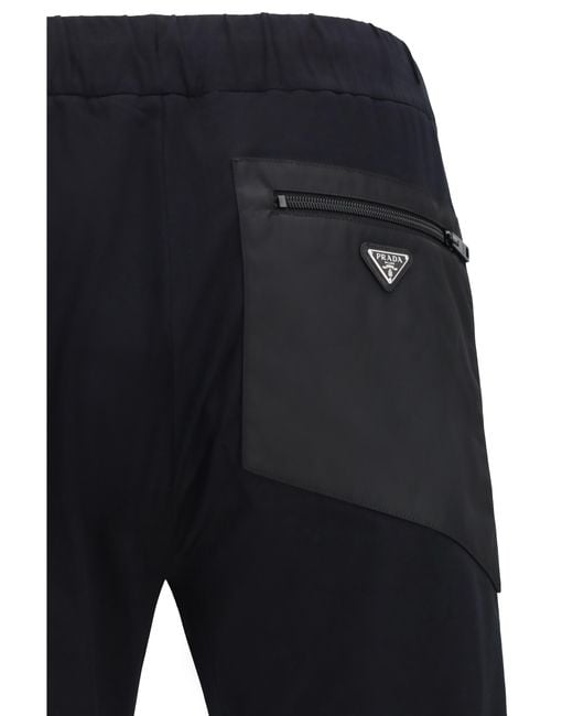 Prada Black Drawstring Pants Nylon for men