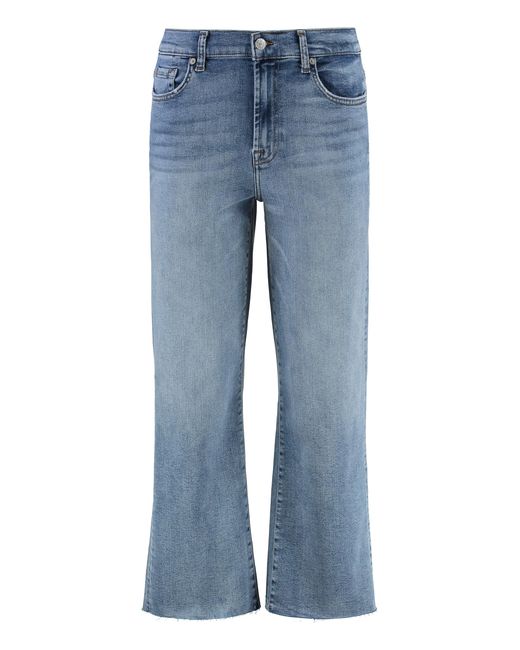 7 For All Mankind Blue Cropped Jeans Alexa Cotton