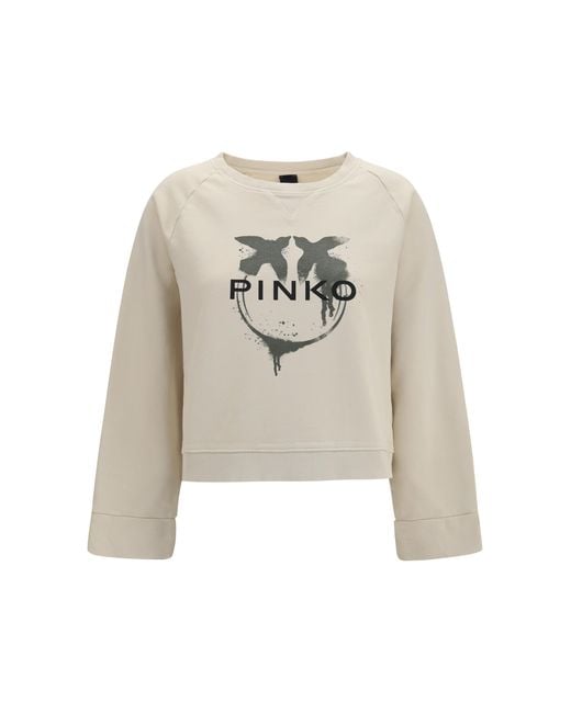 Pinko White Neves Sweatshirt Cotton Sweatshirts