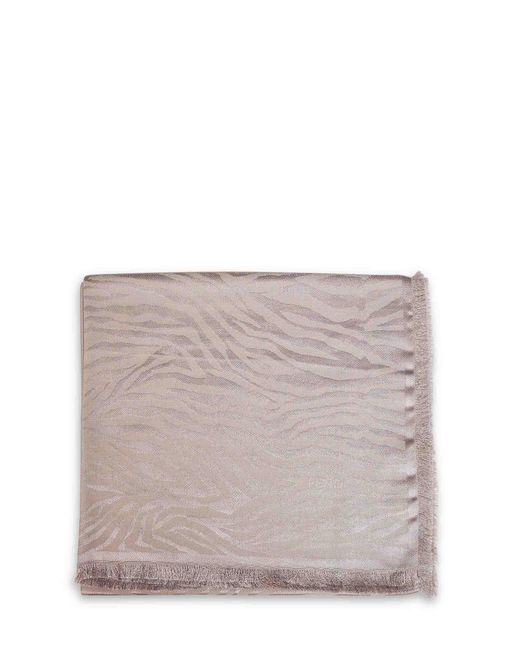 Fendi Gray Silk Taupe Tiger Animalier Silk And Cashmere Jacquard Stole