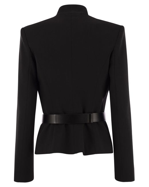 Elisabetta Franchi Black Crepe Jacket With Satin Lapels