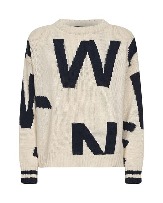 Weekend by Maxmara Black Ivory And Intarsia Knit Sweater