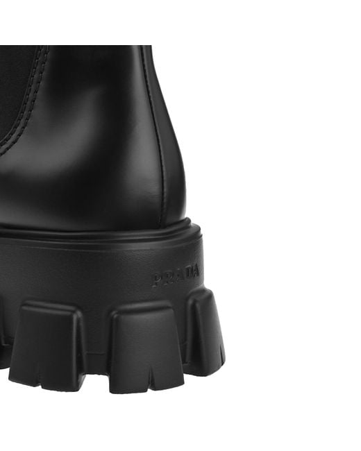 Prada Black Monolith Leather Ankle Boots for men