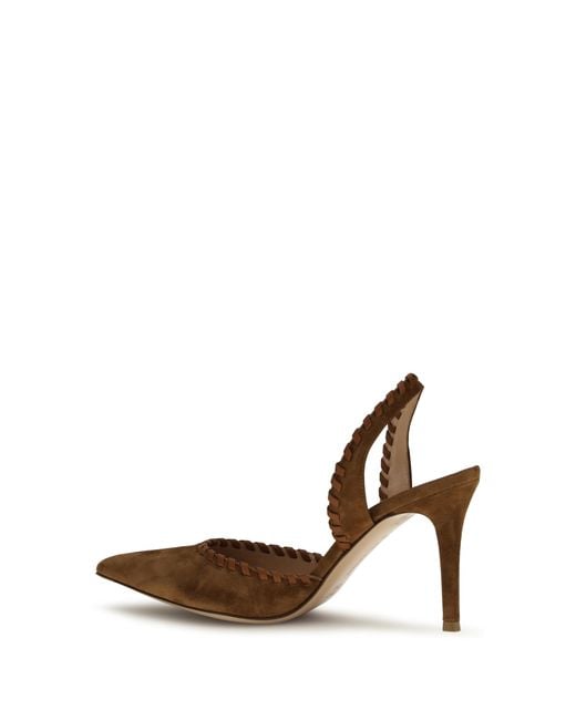 Gianvito Rossi White Suede Pumps Luggage-Sedona Calf Leather Sandal