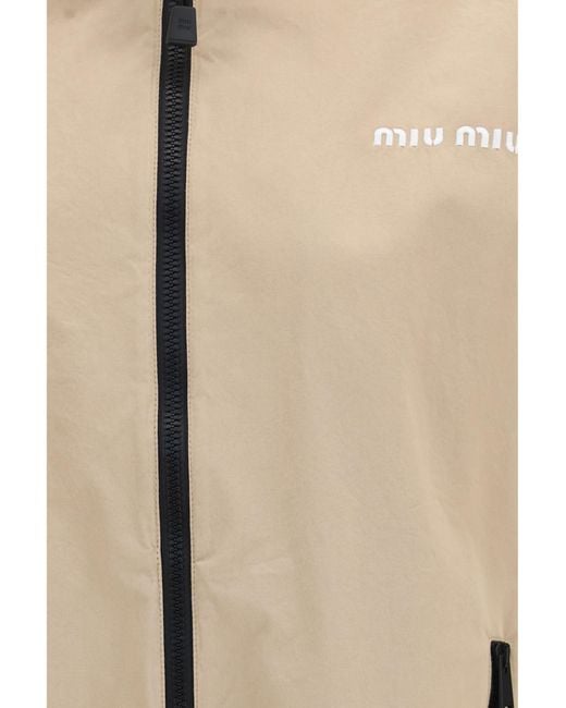 Miu Miu Natural Gabardine Zip Jacket Cotton
