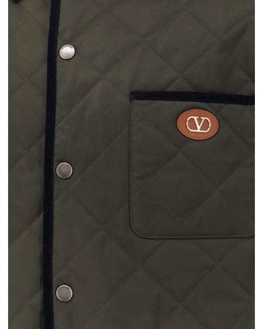 Valentino Gray Quilted Jacket With Vlogo Signature Patch for men