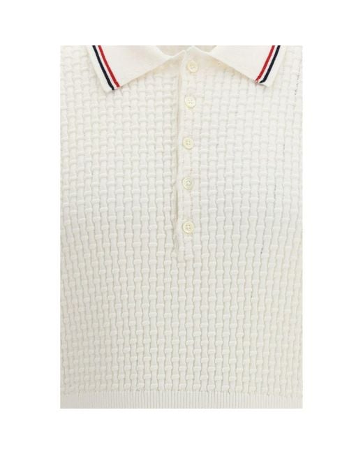 Thom Browne White Cotton Polo Shirt for men