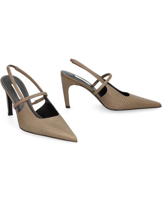 Totême Green Slingbacks Embossed Leather Calf Shoe