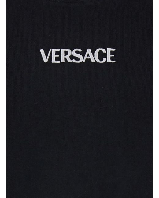 Versace Black T-Shirt With Lettering Logo On The Front for men
