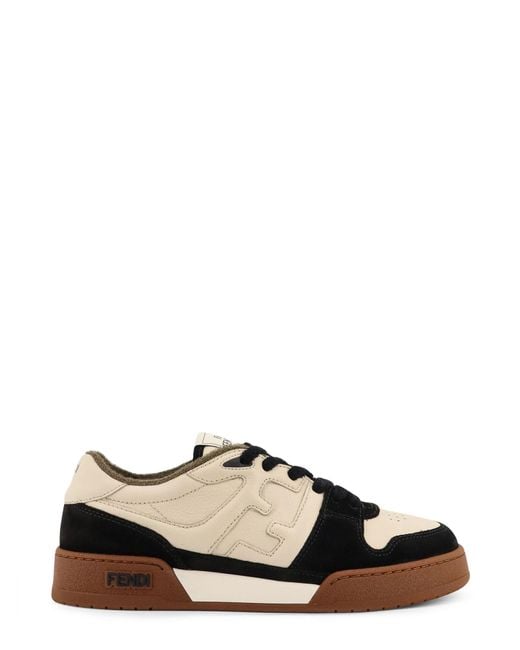 Fendi Black Match Leather Low-Top Sneakers for men