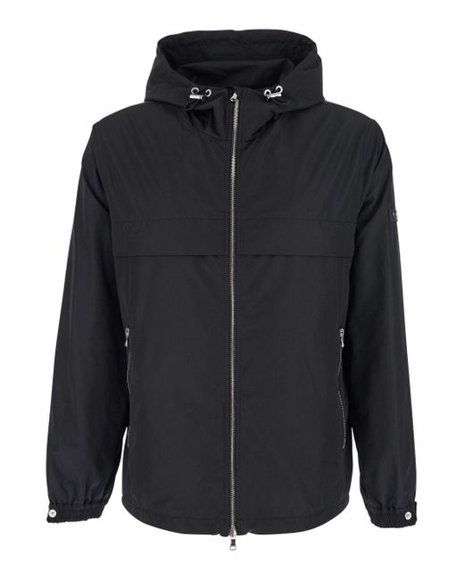 Tatras Blue Jacket With Drawstring Hood And Logo Patch On The Sleeve for men