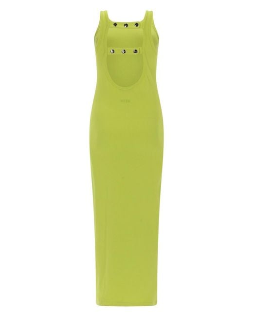 MSGM Green Long Dress Viscose