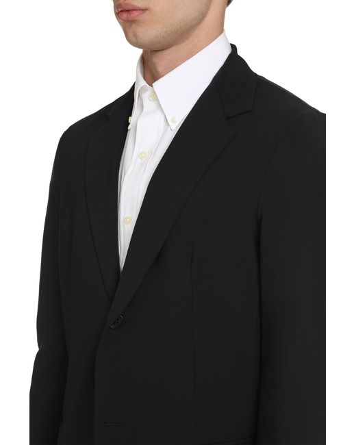 THE (Alphabet) Black Jacket Single-Breasted Two-Button Check Elastane Suit & Dinner for men