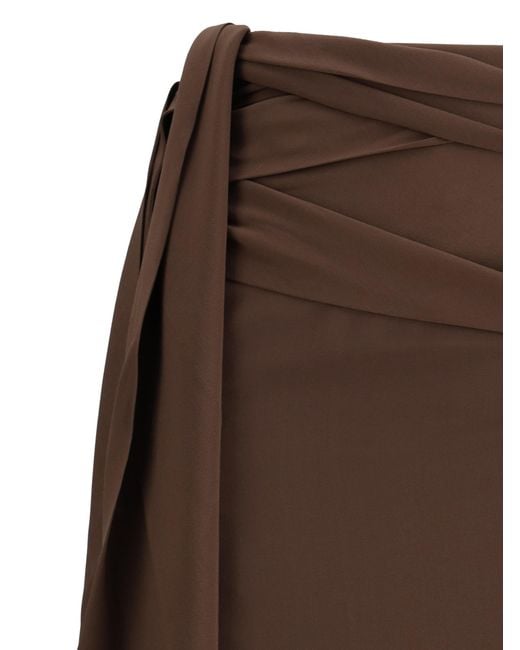 Prada Crepe De Chine Mini Skirt in Brown | Lyst
