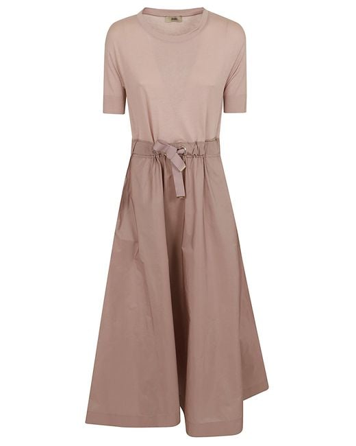 Herno Natural Chic Mini Dress With Taffeta Skirt