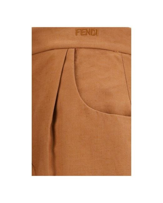 Fendi Brown Linen Casual Pants