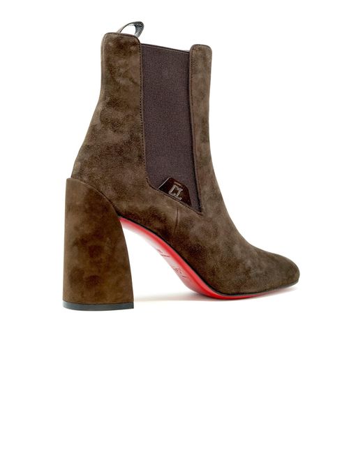 Christian Louboutin Brown Suede Leather Turelastic 85 Ankle Boots