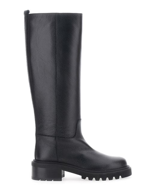 Via Roma 15 Black Knee-High Slip-On Boots