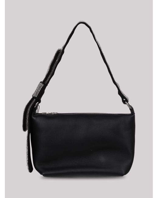 Kara Black Crystal Bow Leather Shoulder Bag