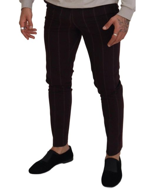 Dolce & Gabbana Black Brown Stripedtrousers Cotton Pants for men