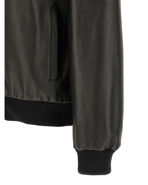 Fendi Gray Leather Blouson for men