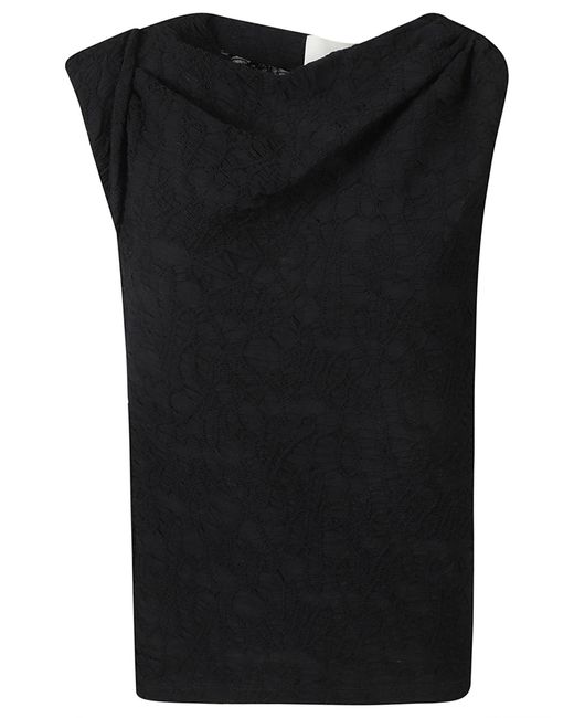 Isabel Marant Black Crinkled Asymmetric Jersey Top