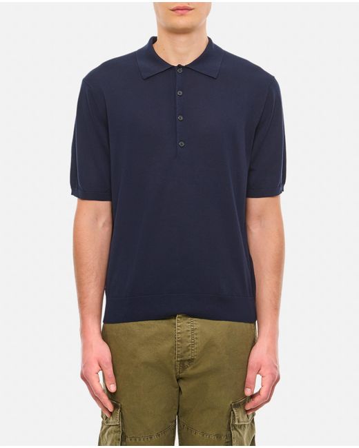 Closed Blue Short Sleeve Cotton Polo for men