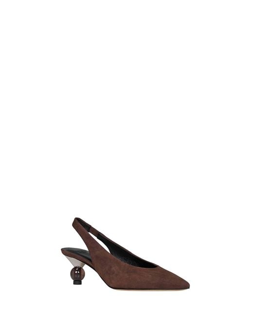 Weekend by Maxmara Brown Slingback Pumps Wkaorma Suede Calf Leather