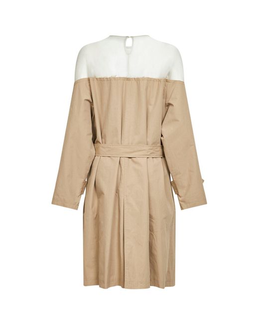 MM6 by Maison Margiela Natural Pinky Cotton-Nylon Midi Trench Dress