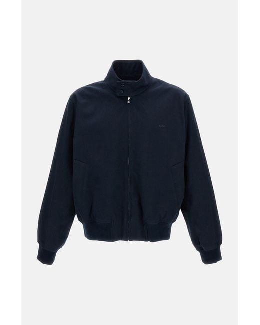 A.P.C. Blue Zipped Bomber Jacket for men