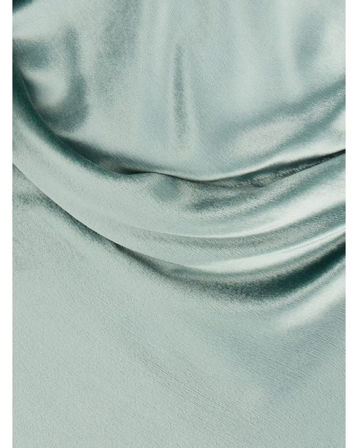 Alberta Ferretti Green Long Dress With Draped Details And Long Sleeves