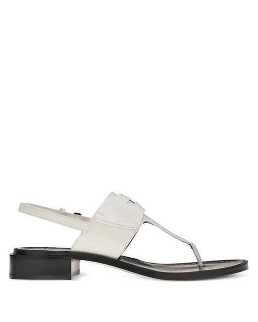 Ferragamo White Nya Leather Ankle-Strap Sandals