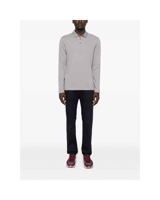 Boss Gray Long-Sleeve Polo Shirt for men