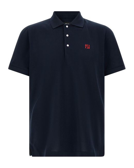 Fendi Blue 'Ff Selleria' Polo Shirt for men