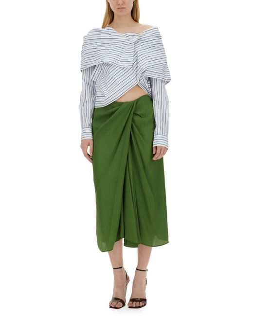 Dries Van Noten Green Silk Blend Skirt