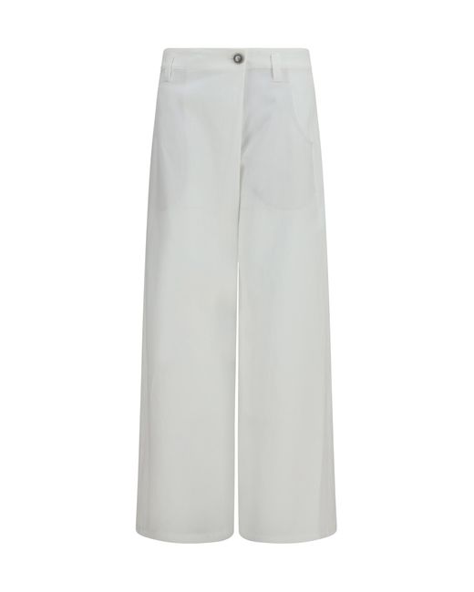 Brunello Cucinelli White Straight-Leg Cotton Pants