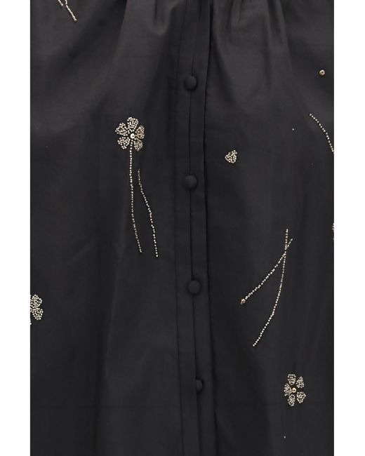 Forte_forte Black Fleurs Dorient Embroidered Voile Bohemian Shirt Cotton; Silk
