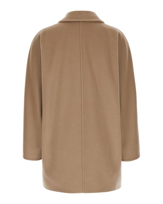 Max Mara Natural Coat Rebus Double-Breasted Wool
