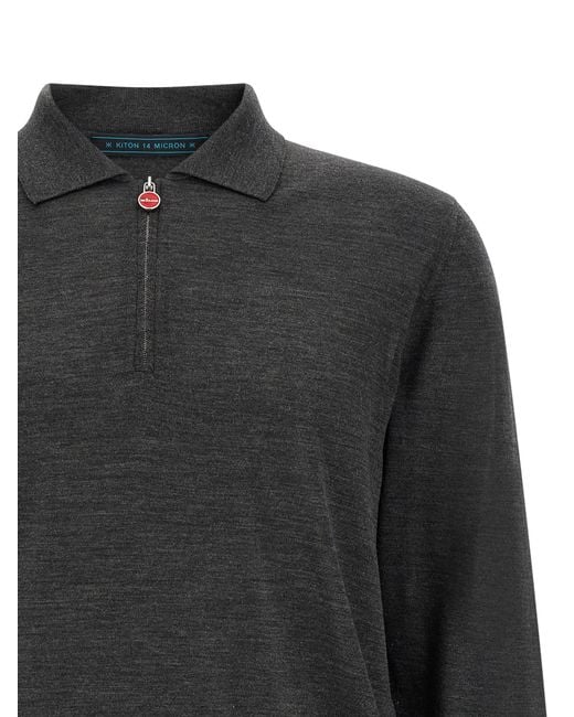 Kiton Gray Wool Polo Shirt for men
