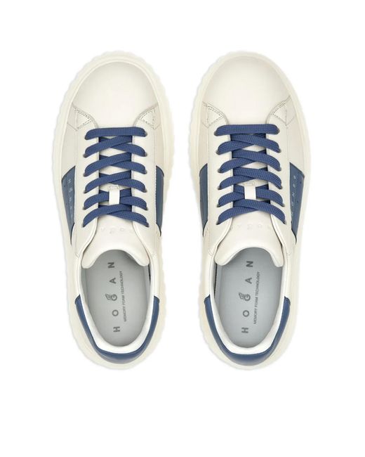 Hogan Blue H-Stripes Logo Sneakers